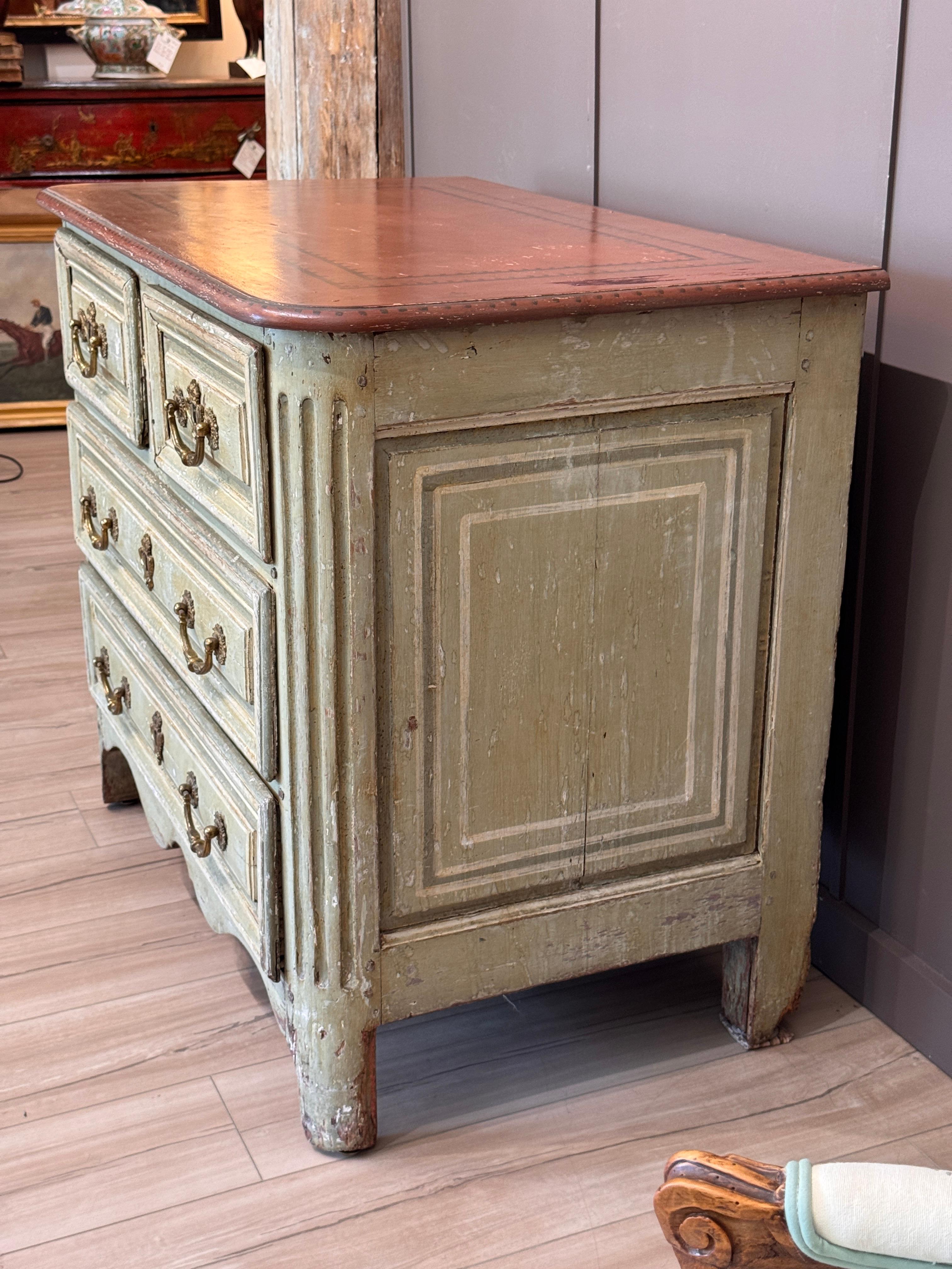 Early 18th Century Louis XV Provincial Painted Commode For Sale 3