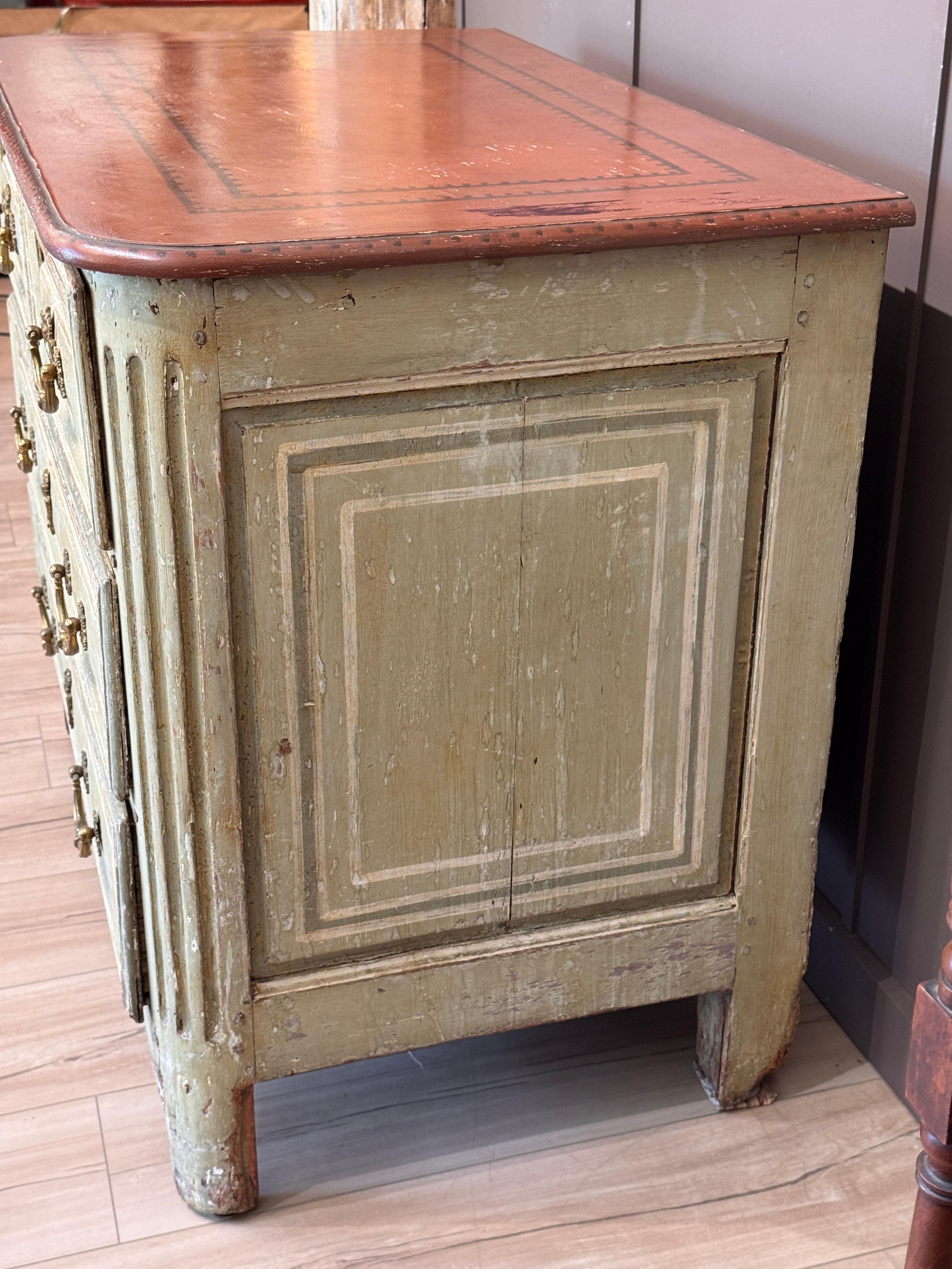 Early 18th Century Louis XV Provincial Painted Commode For Sale 4