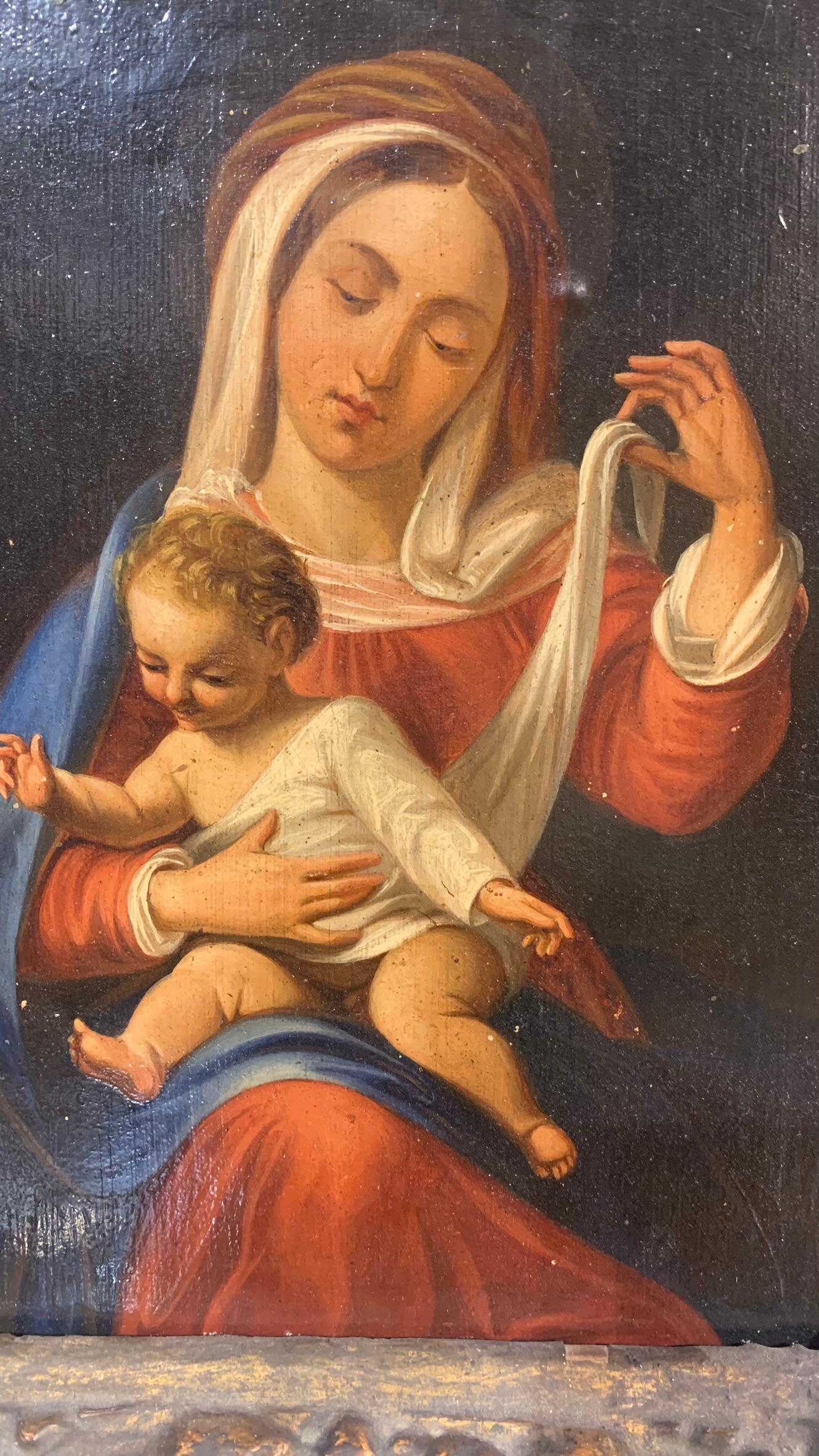 Early 18th Century, Madonna and Child, Oil on Wood 1