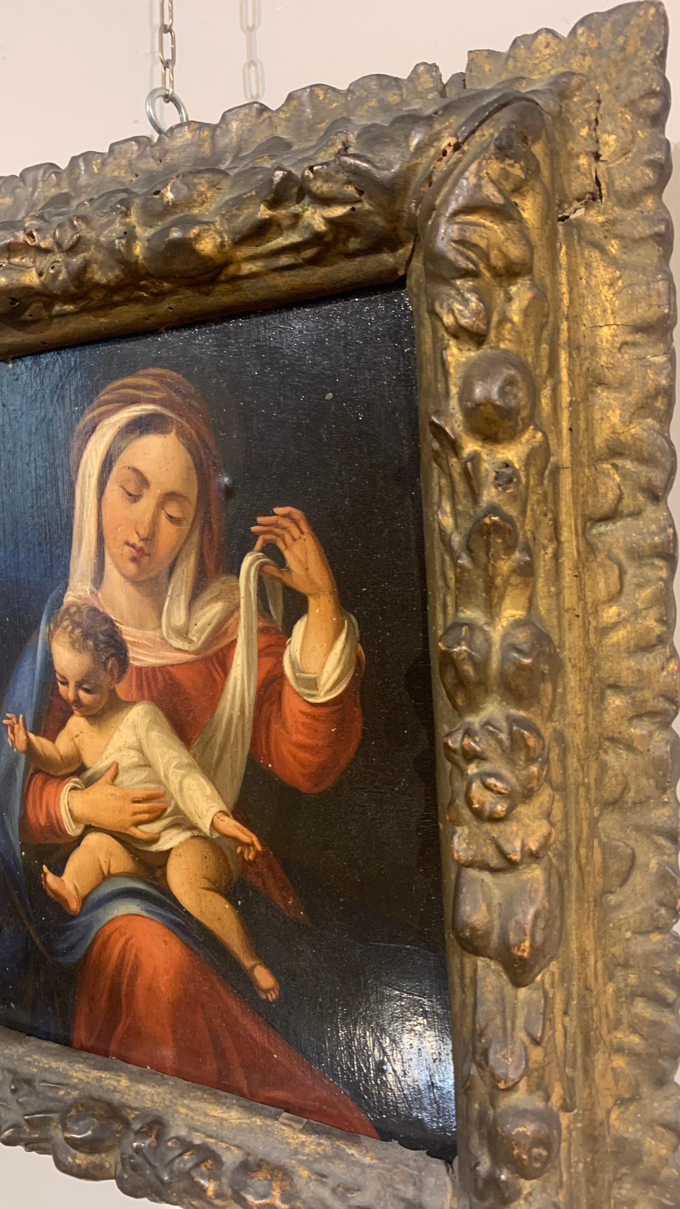 Early 18th Century, Madonna and Child, Oil on Wood 2