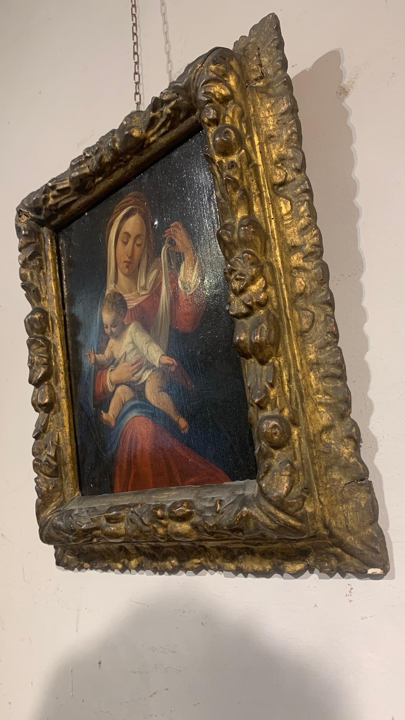 Early 18th Century, Madonna and Child, Oil on Wood 3