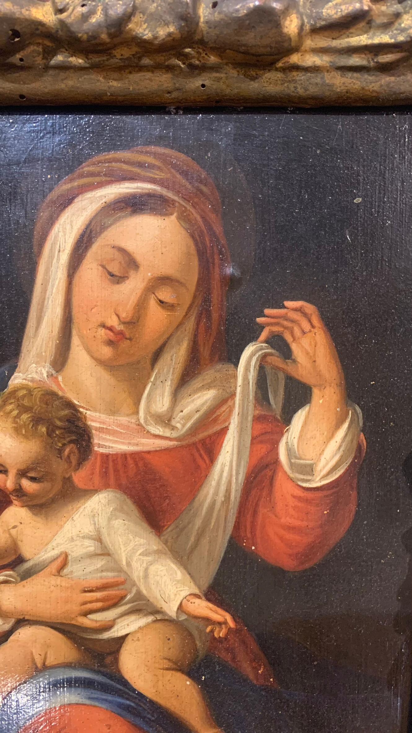 Early 18th Century, Madonna and Child, Oil on Wood 4