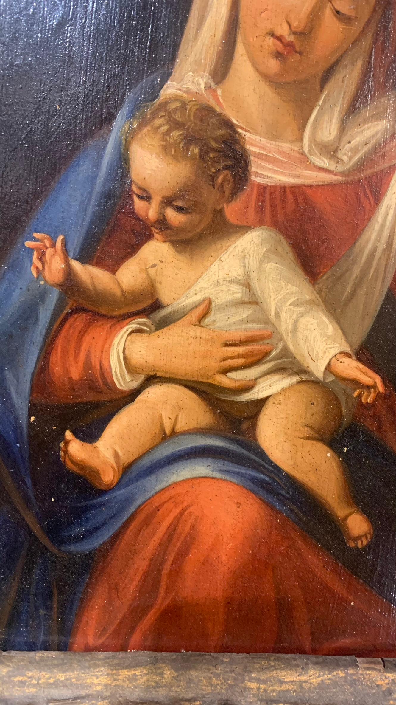 Early 18th Century, Madonna and Child, Oil on Wood 5