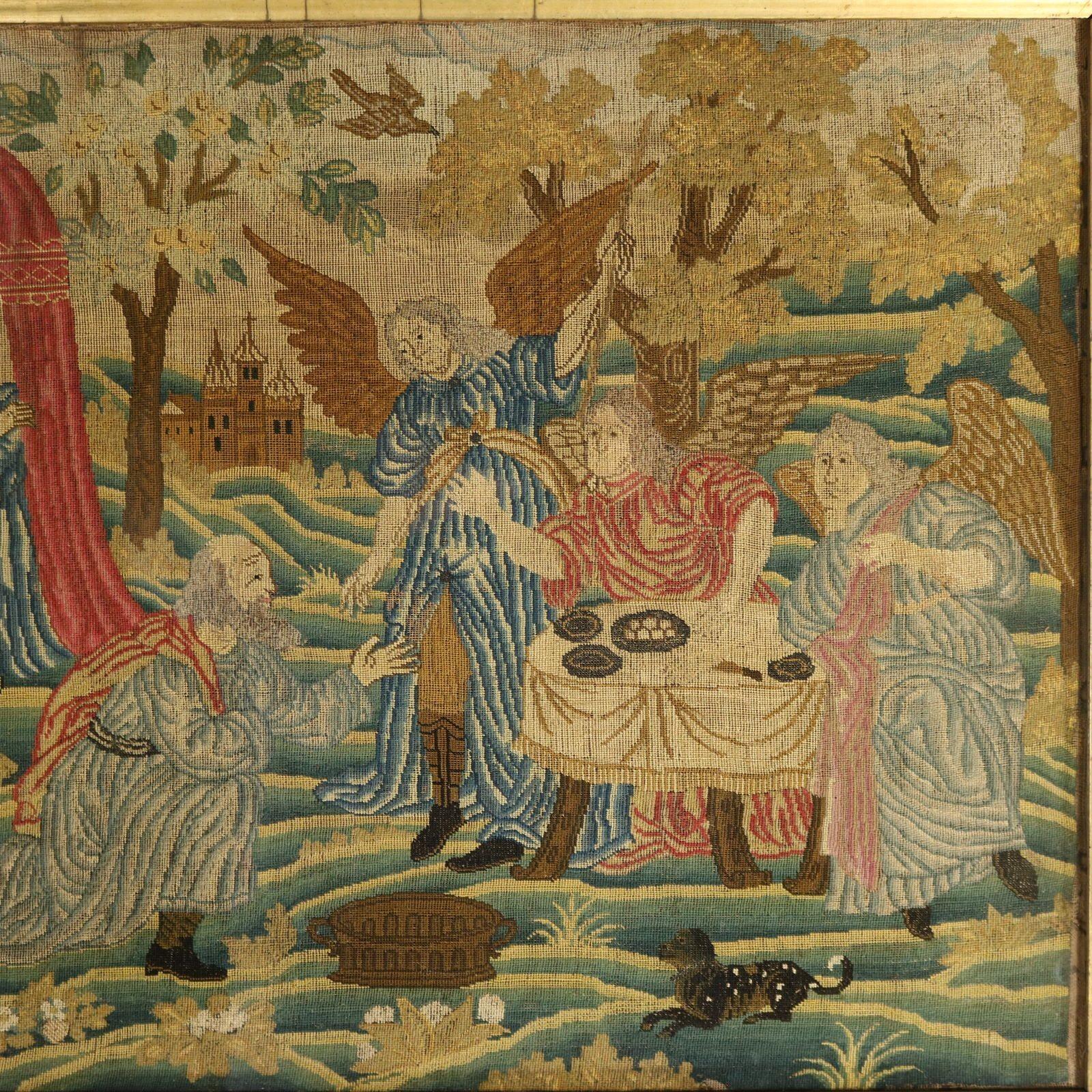 Quadro ad ago dell'inizio del XVIII secolo raffigurante degli angeli In condizioni buone in vendita a Chelmsford, Essex