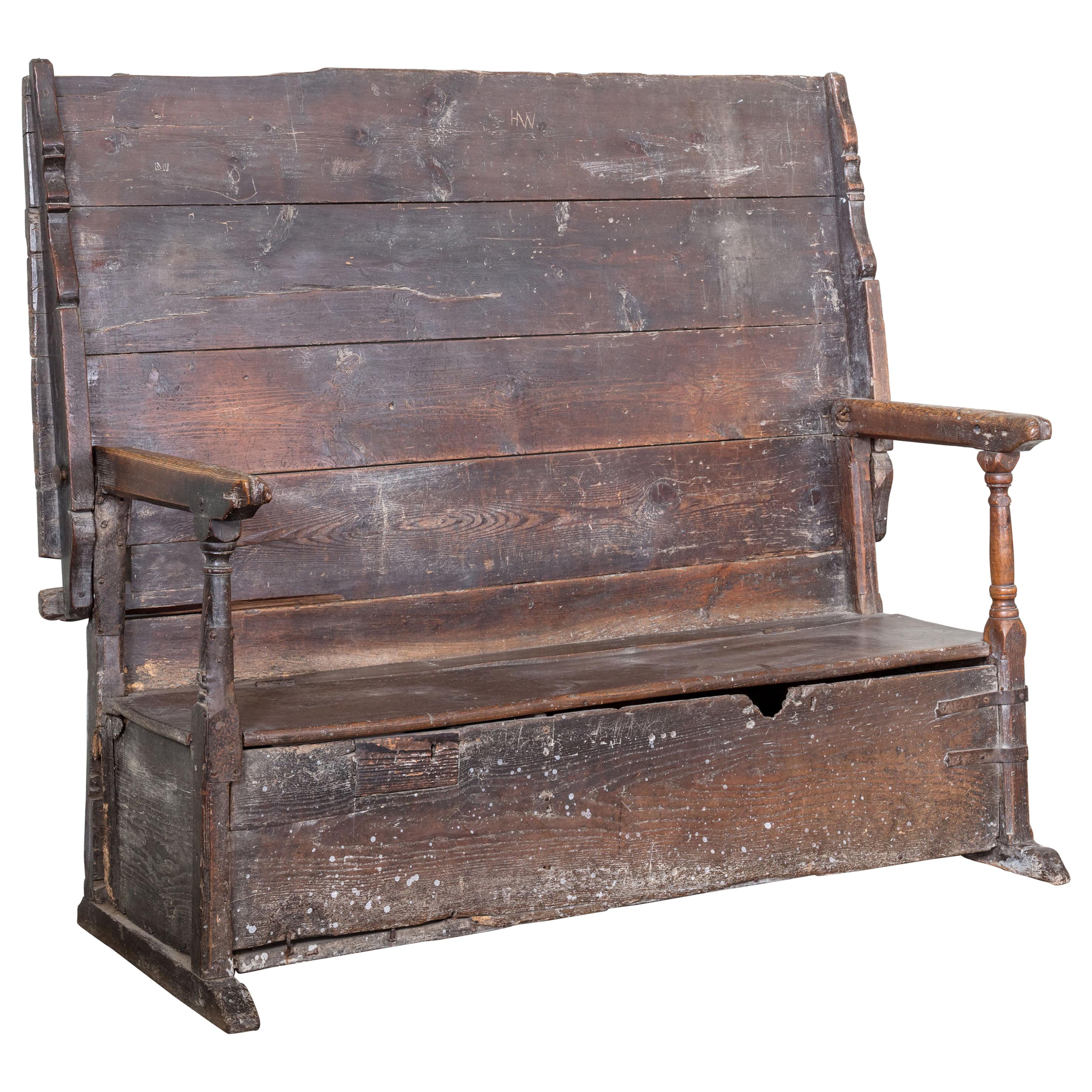 Early 18th Century Oak and Elm ‘Metamorphic’ Monk’s Bench For Sale