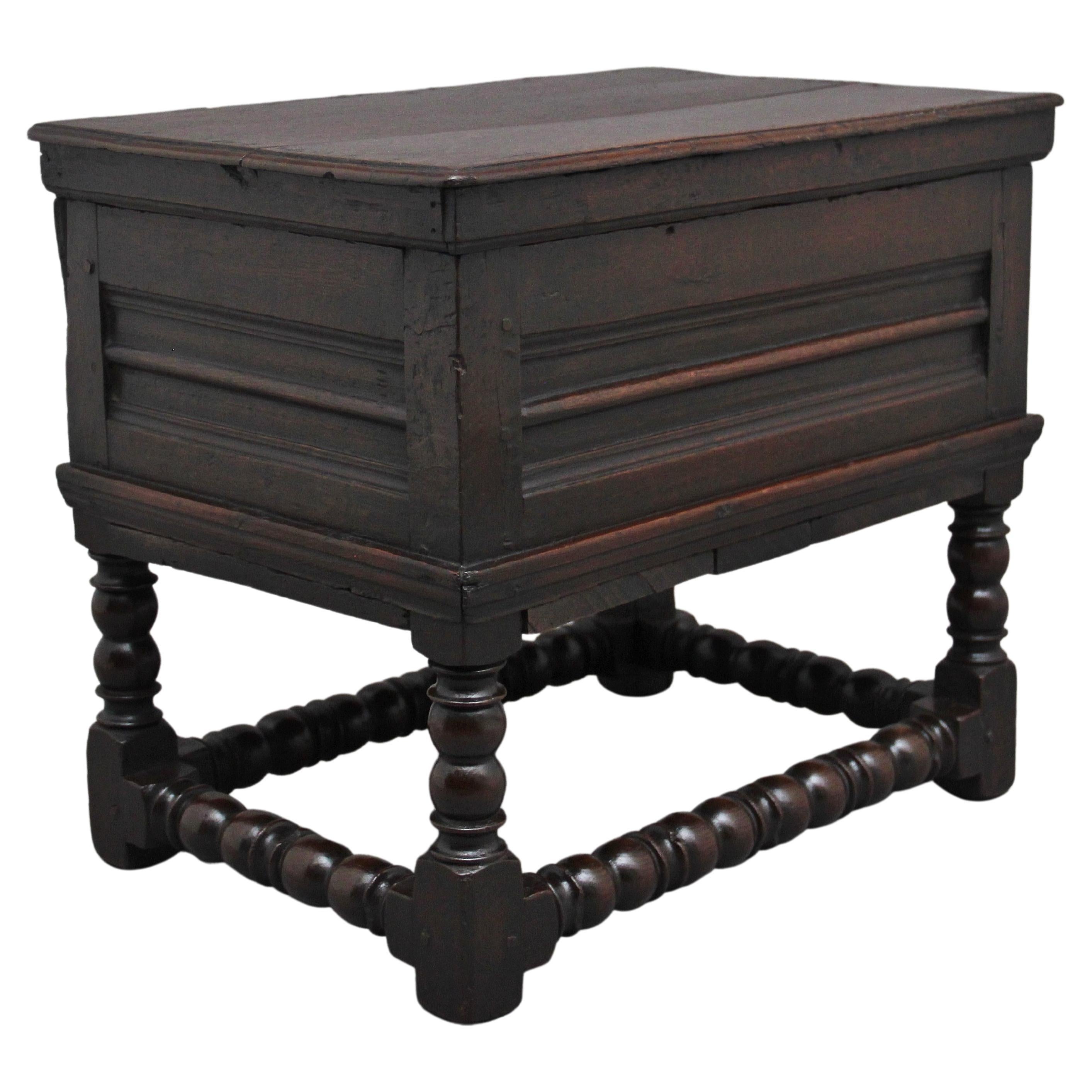 Early 18th Century Oak Box Stool For Sale