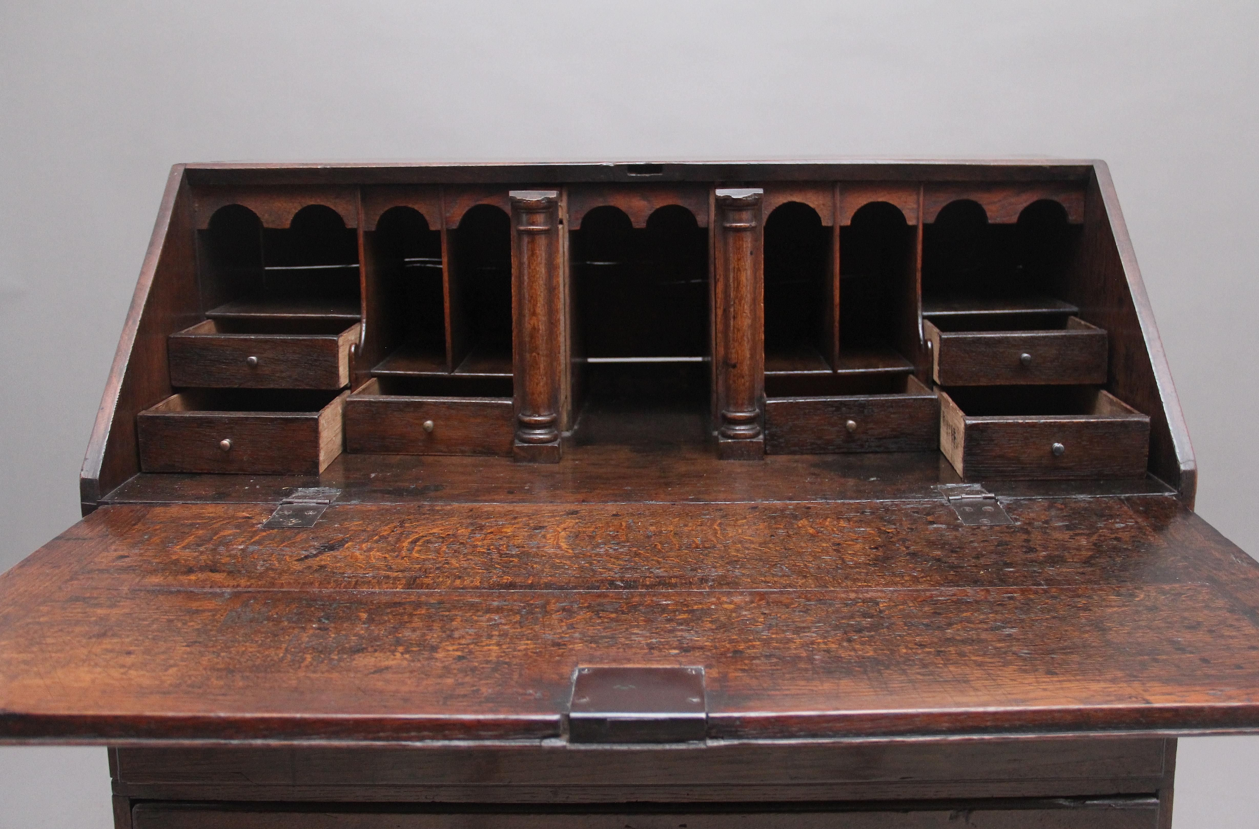 Georgian Early 18th Century Oak Bureau For Sale