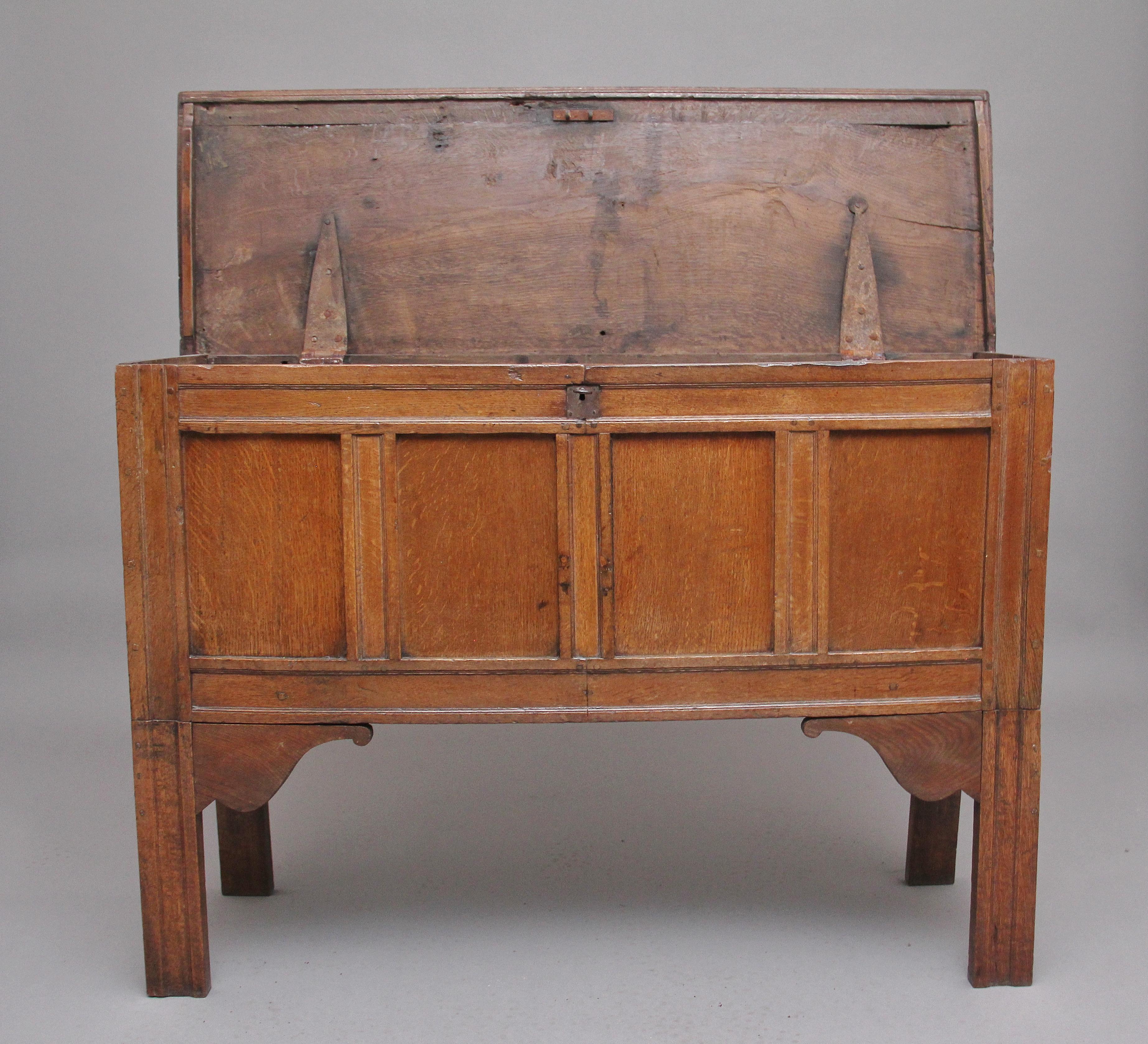 British Early 18th Century Oak Coffer For Sale