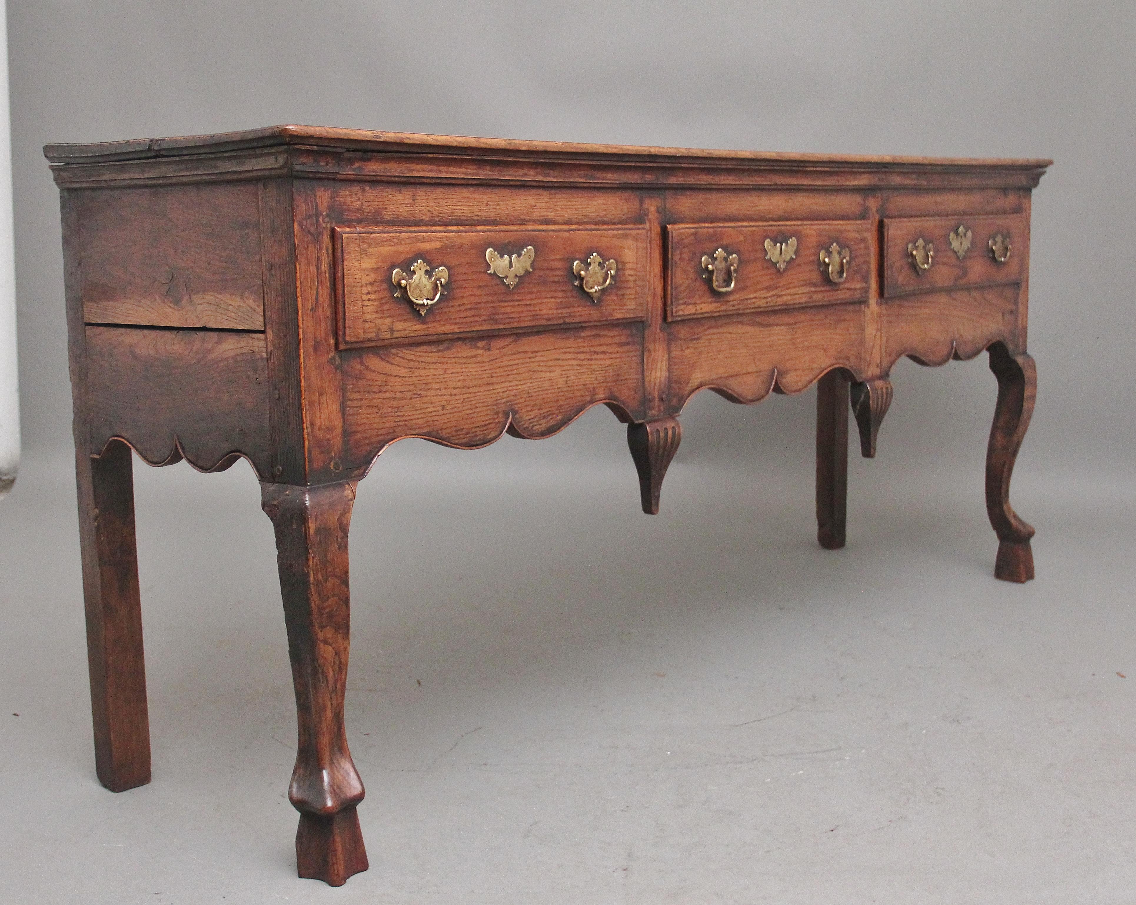 Mid-18th Century Early 18th Century oak dresser base For Sale