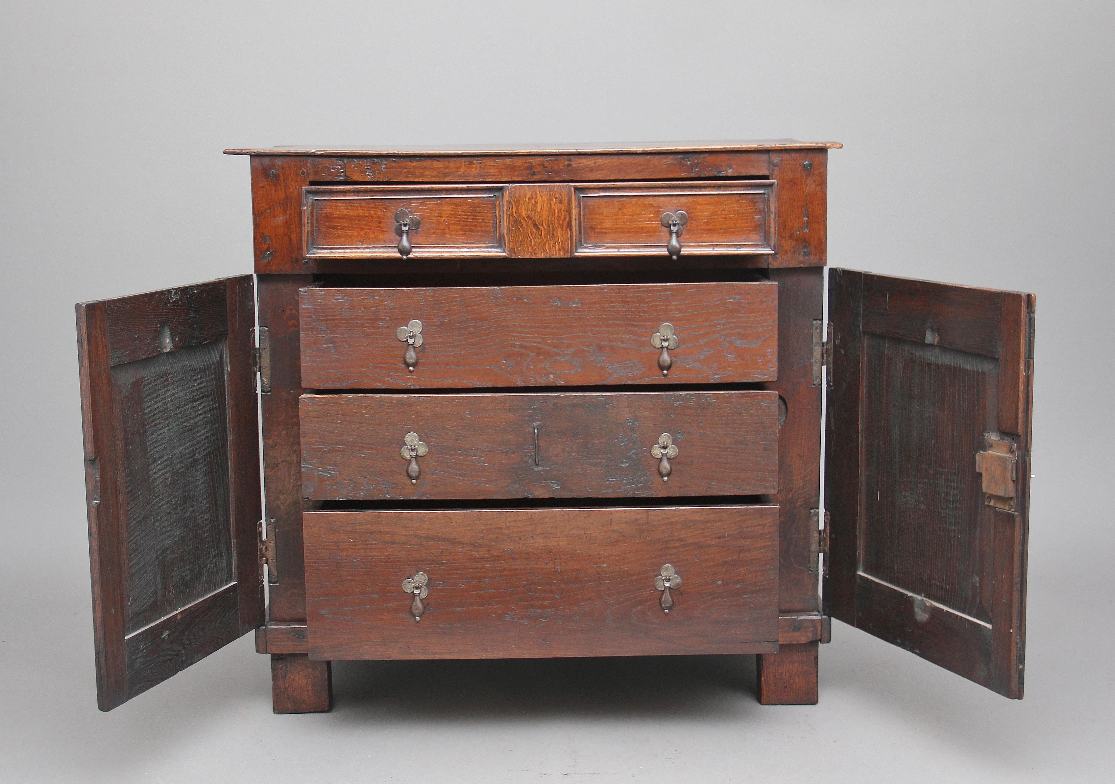 English Early 18th Century Oak Enclosed Chest