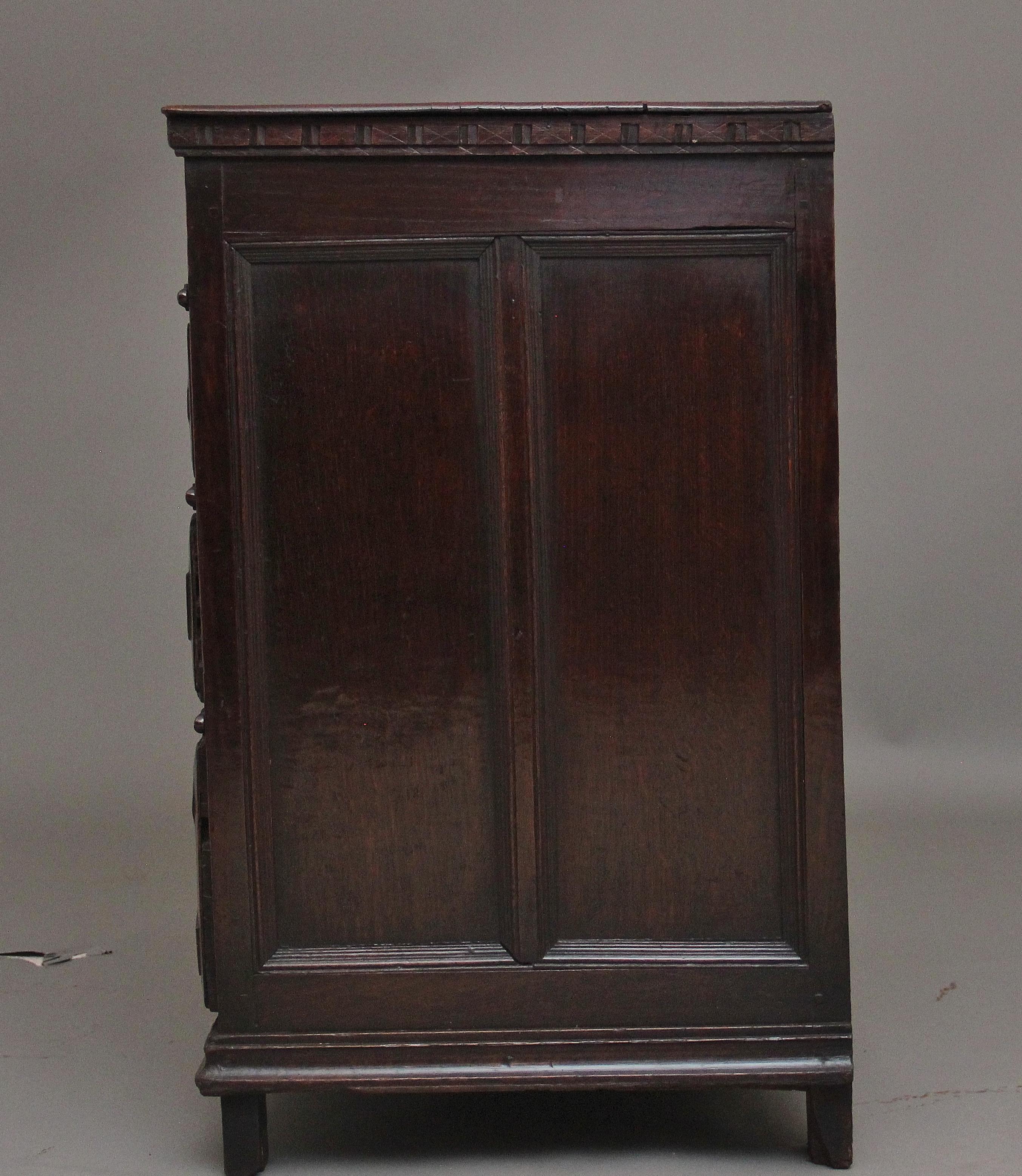 Early 18th Century Oak Moulded Front Chest of Drawers from the Stuart Period For Sale 3