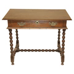 Antique Early 18th Century Oak One Drawer Side Table