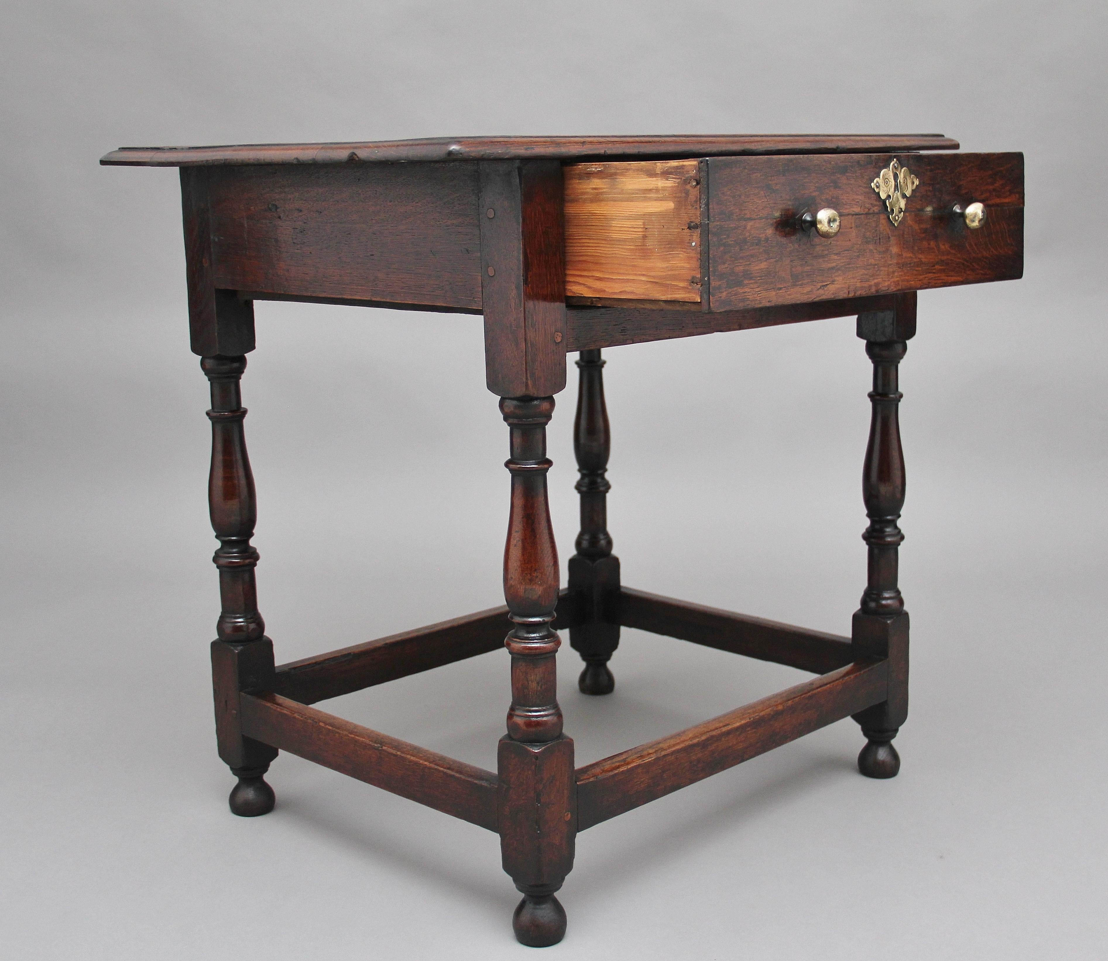 British Early 18th Century oak side table