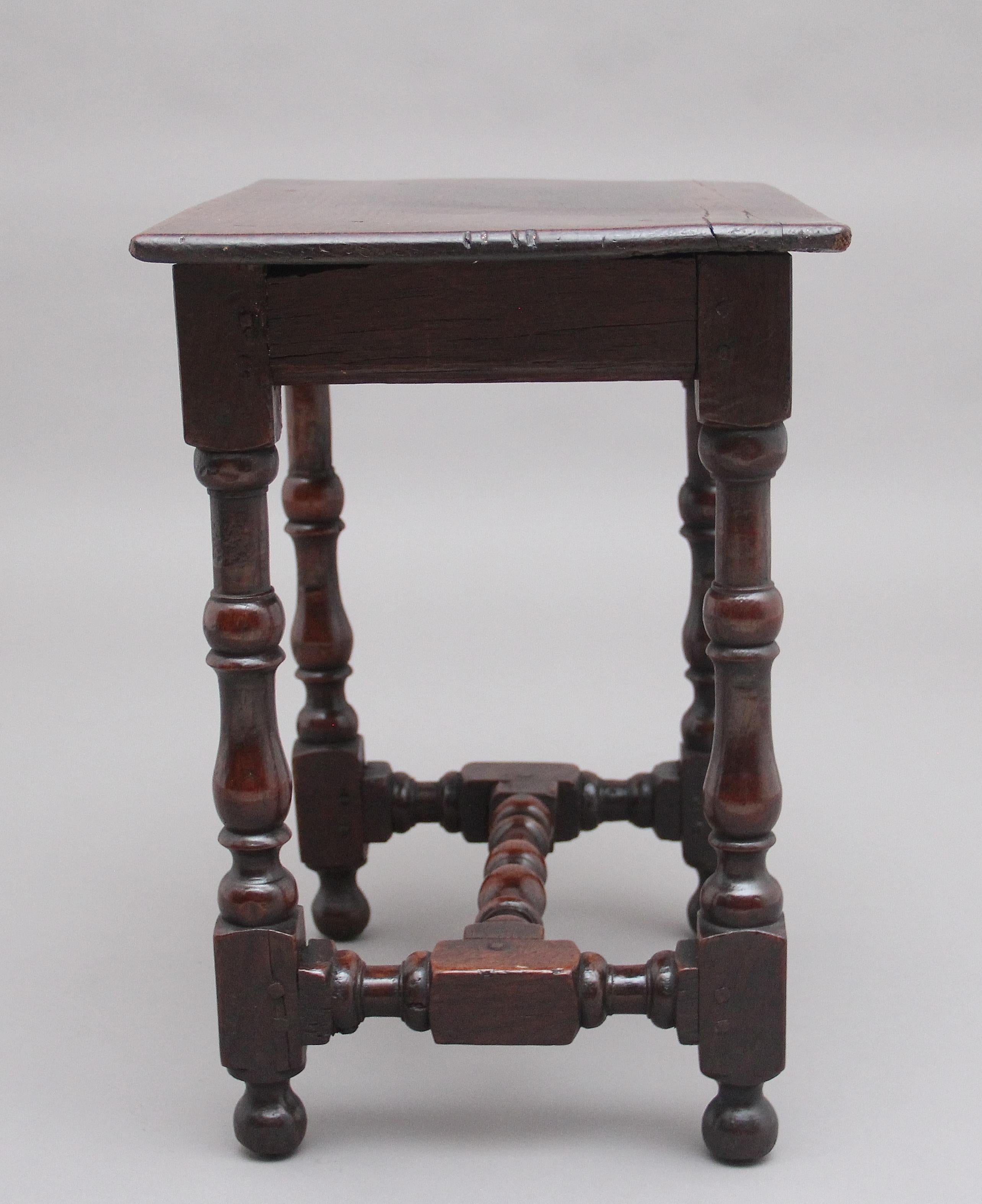 Mid-18th Century Early 18th Century Oak Stool For Sale