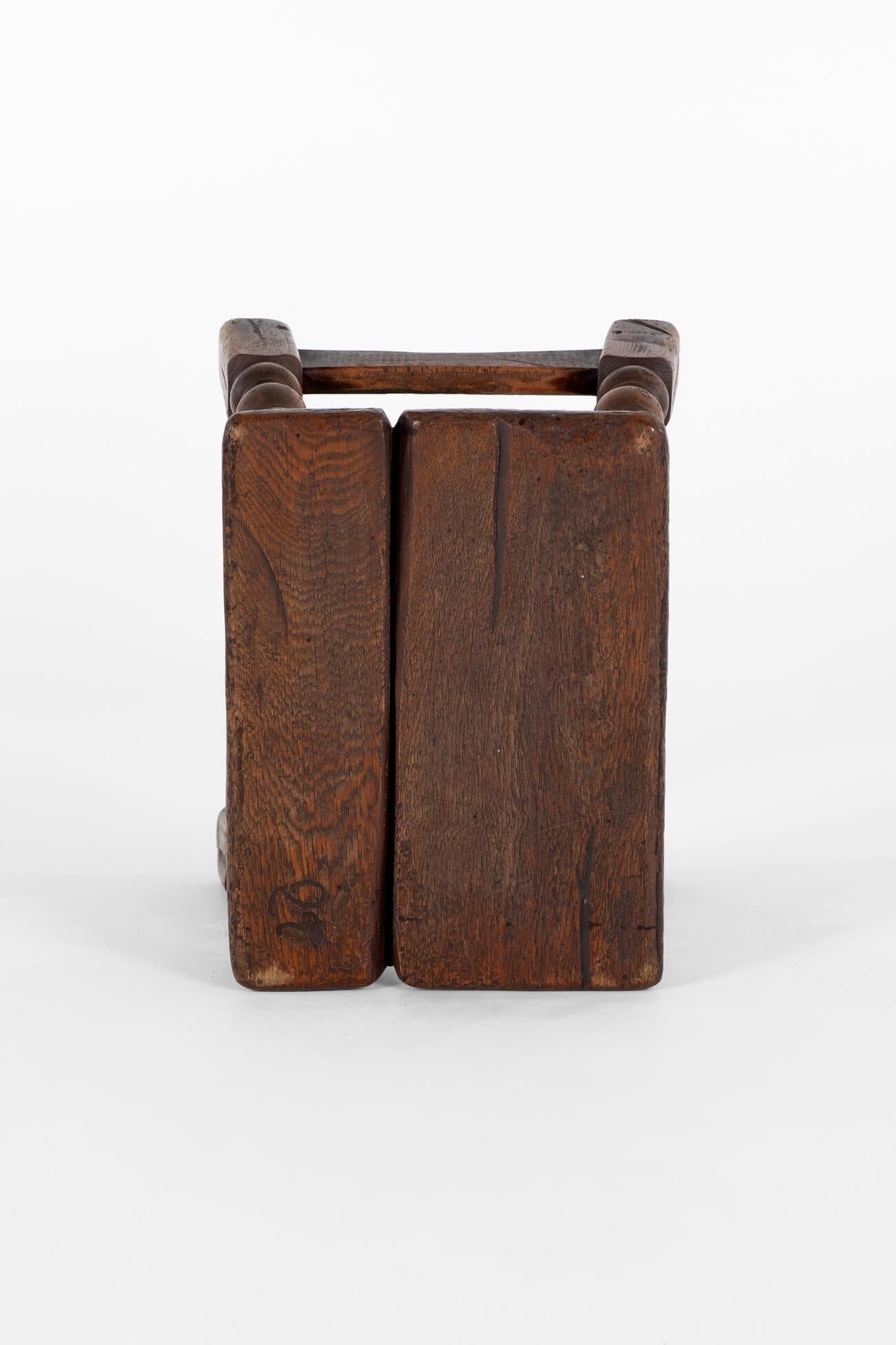 Hand-Crafted Early 18th Century Oak Stool For Sale