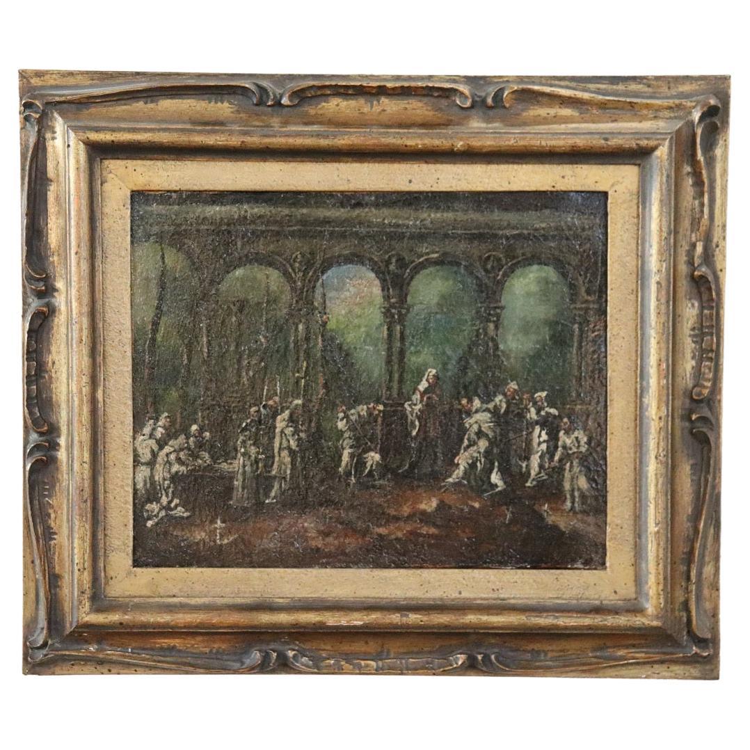 Early 18th Century Oil Painting on Canvas in the Style of Alessandro Magnasco For Sale