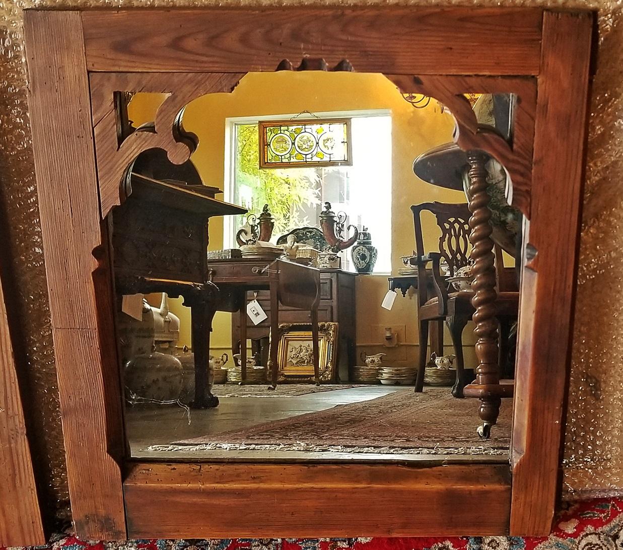 Early 18th Century Pair of Pine Gothic Confessional Door Mirrors, Historical 2