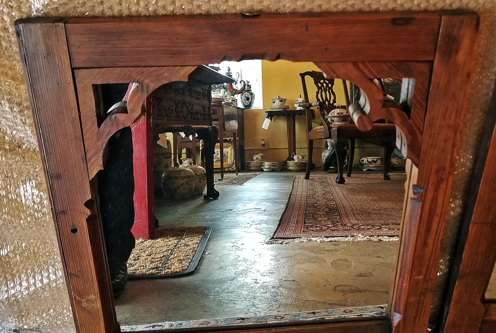 Early 18th Century Pair of Pine Gothic Confessional Door Mirrors, Historical 4