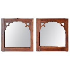 Antique Early 18th Century Pair of Pine Gothic Confessional Door Mirrors, Historical