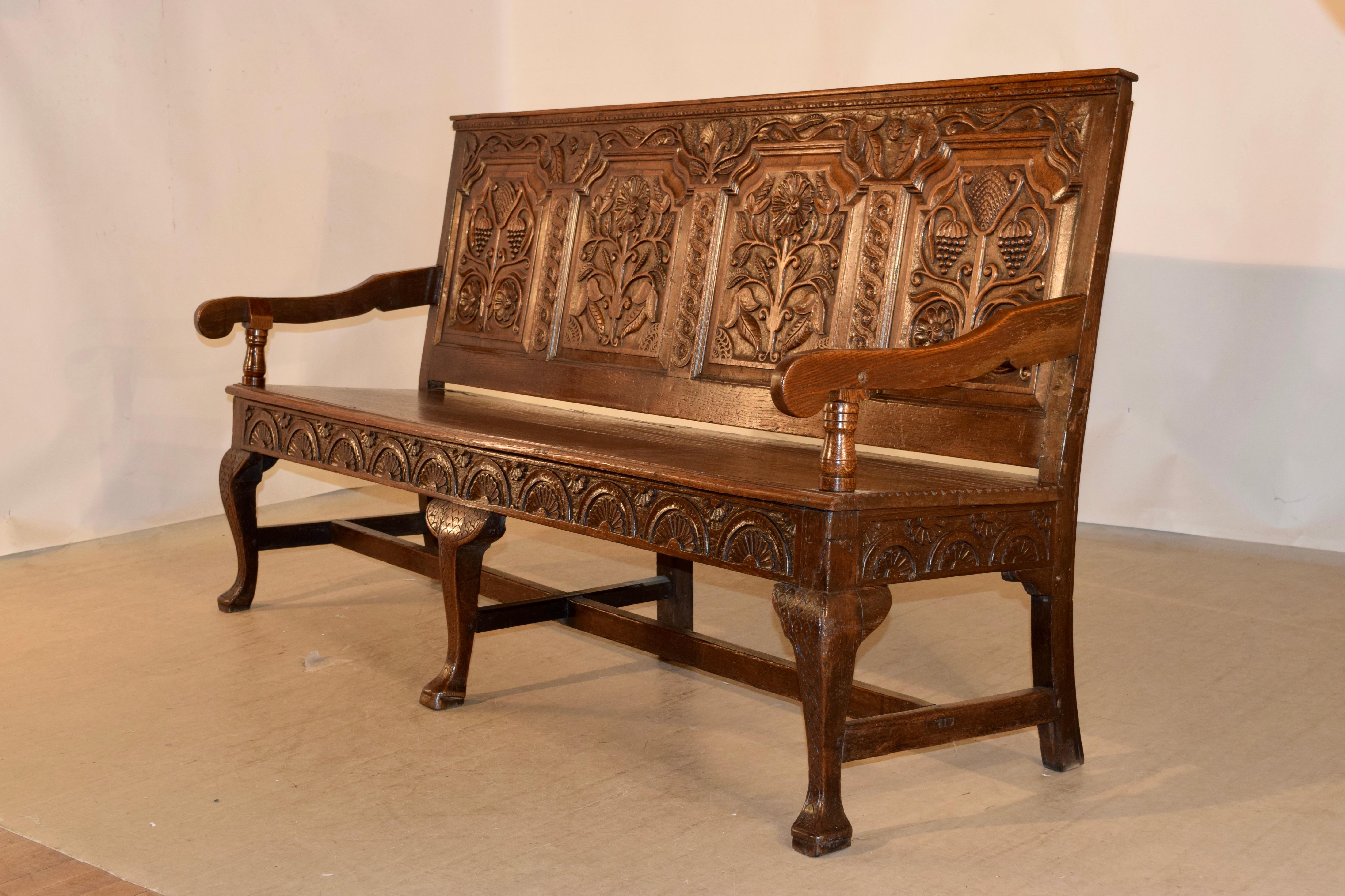 English Early 18th Century Paneled Bench For Sale