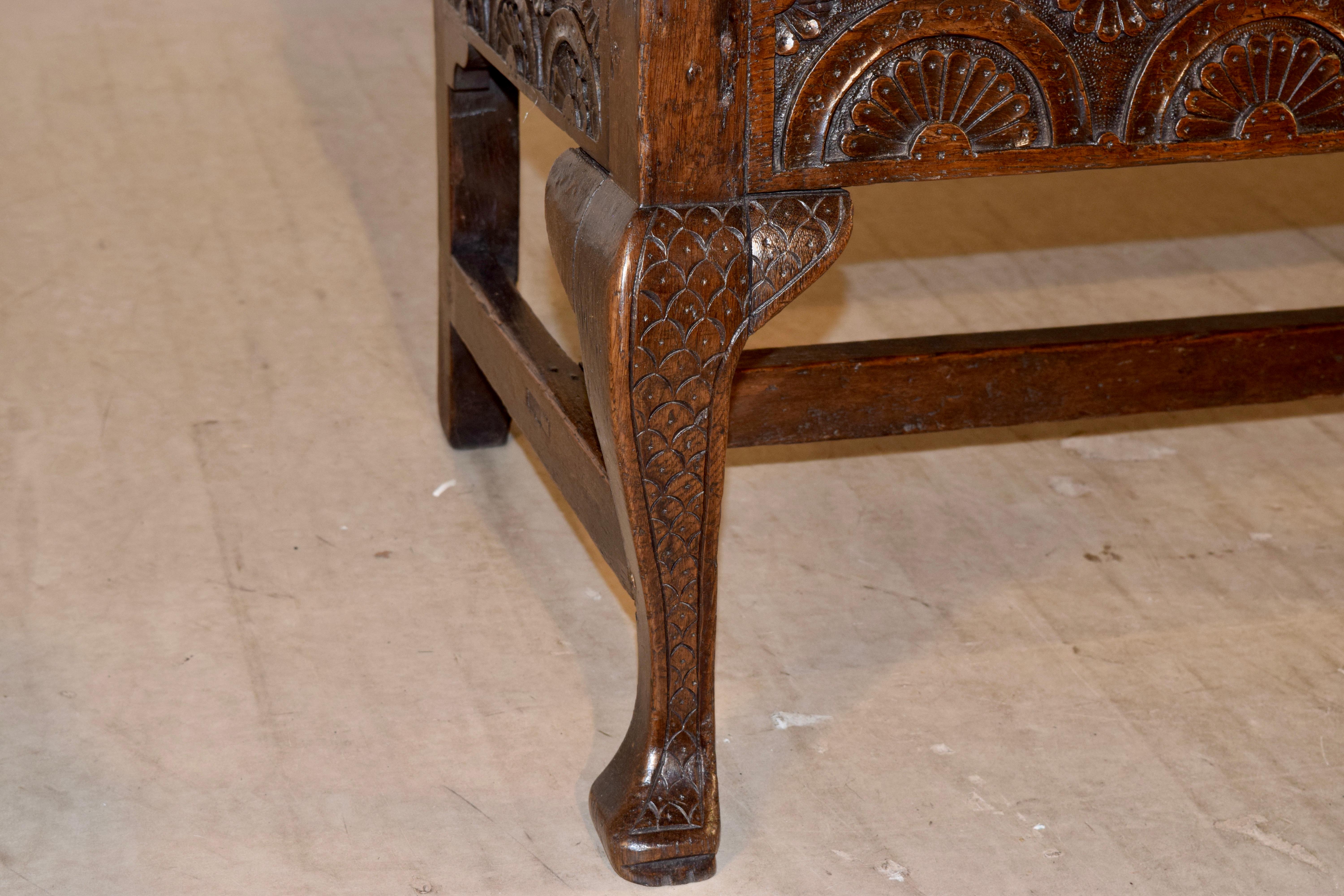 Oak Early 18th Century Paneled Bench For Sale