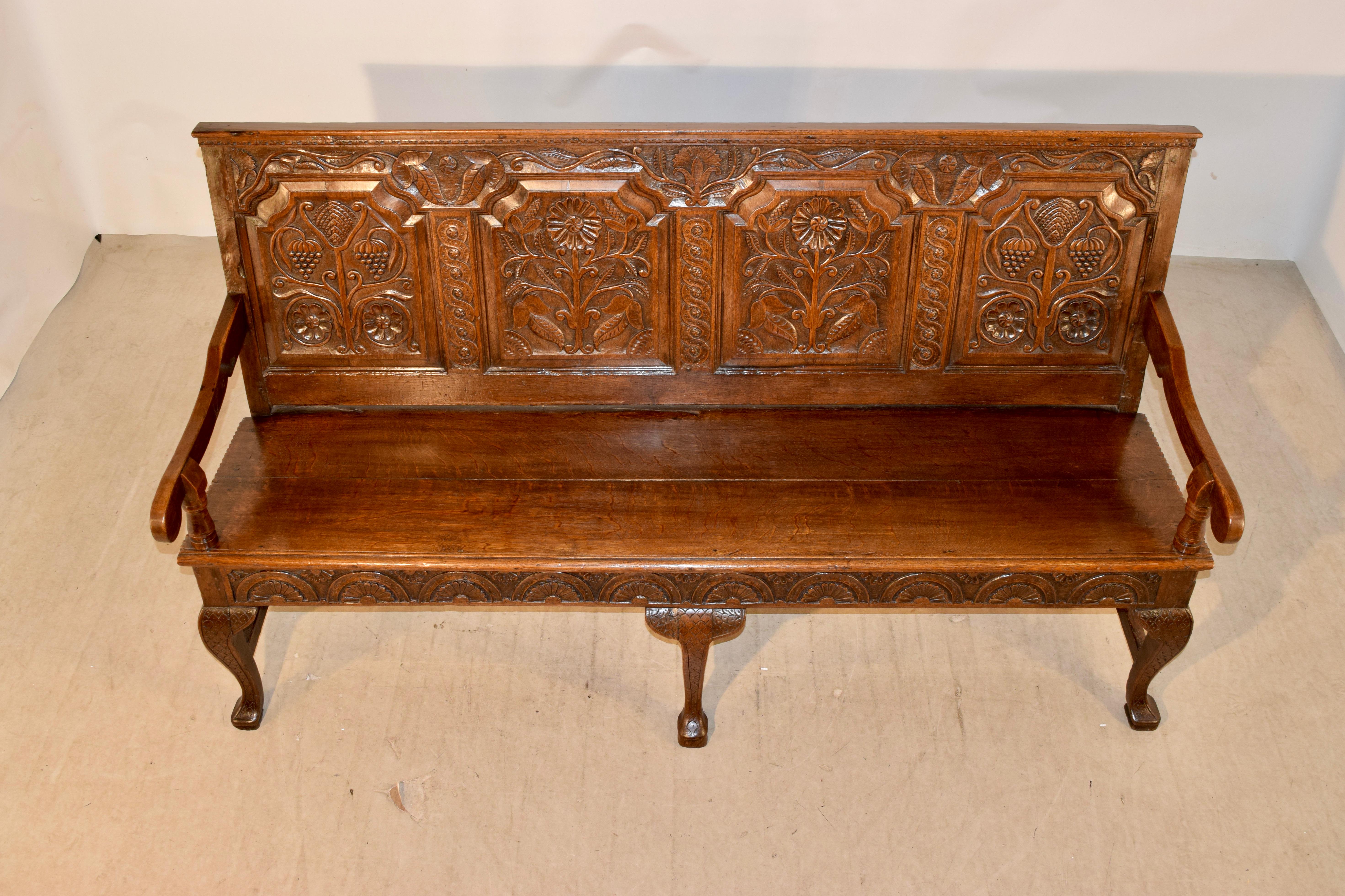 Early 18th Century Paneled Bench For Sale 1