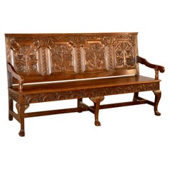 Antique Early 18th Century Paneled Bench