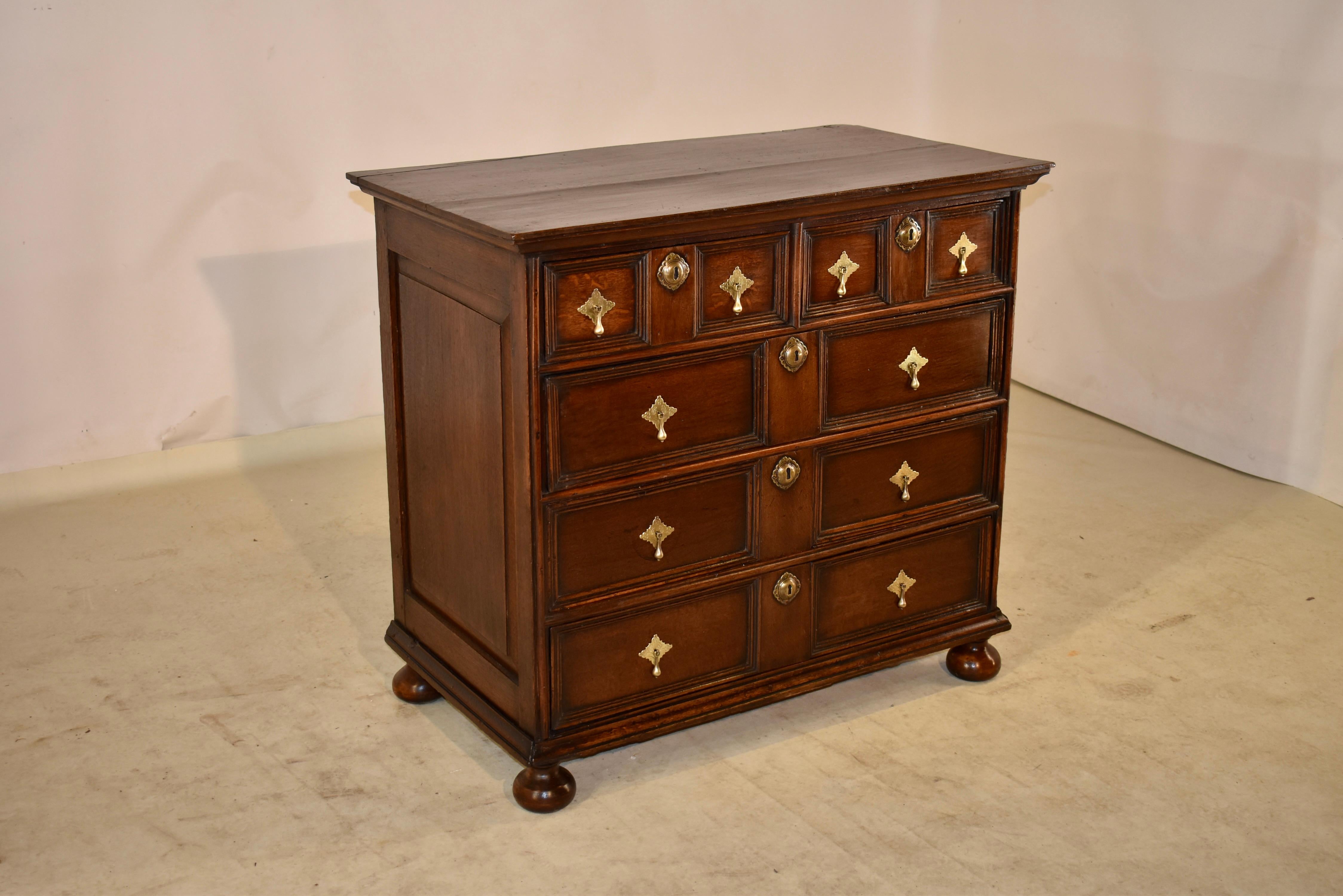 Jacobean Early 18th Century Paneled Chest of Drawers For Sale