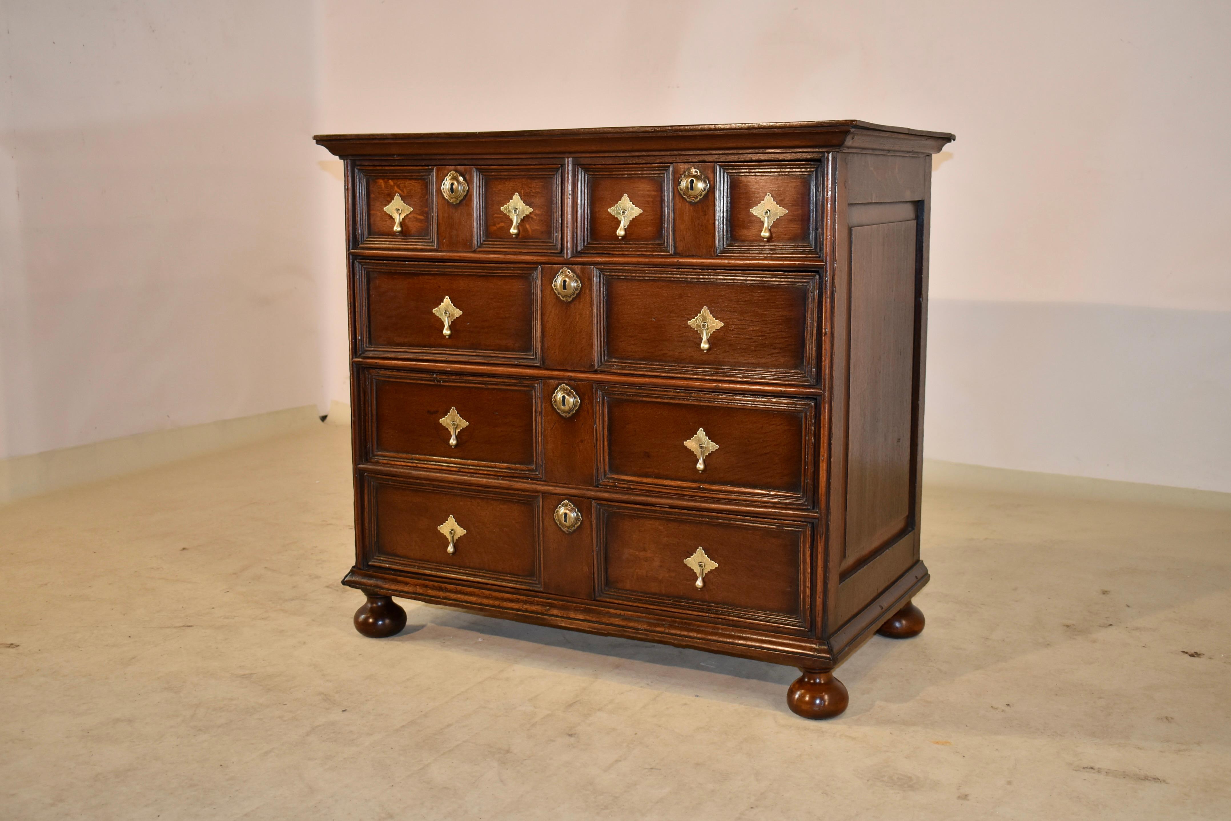 English Early 18th Century Paneled Chest of Drawers For Sale