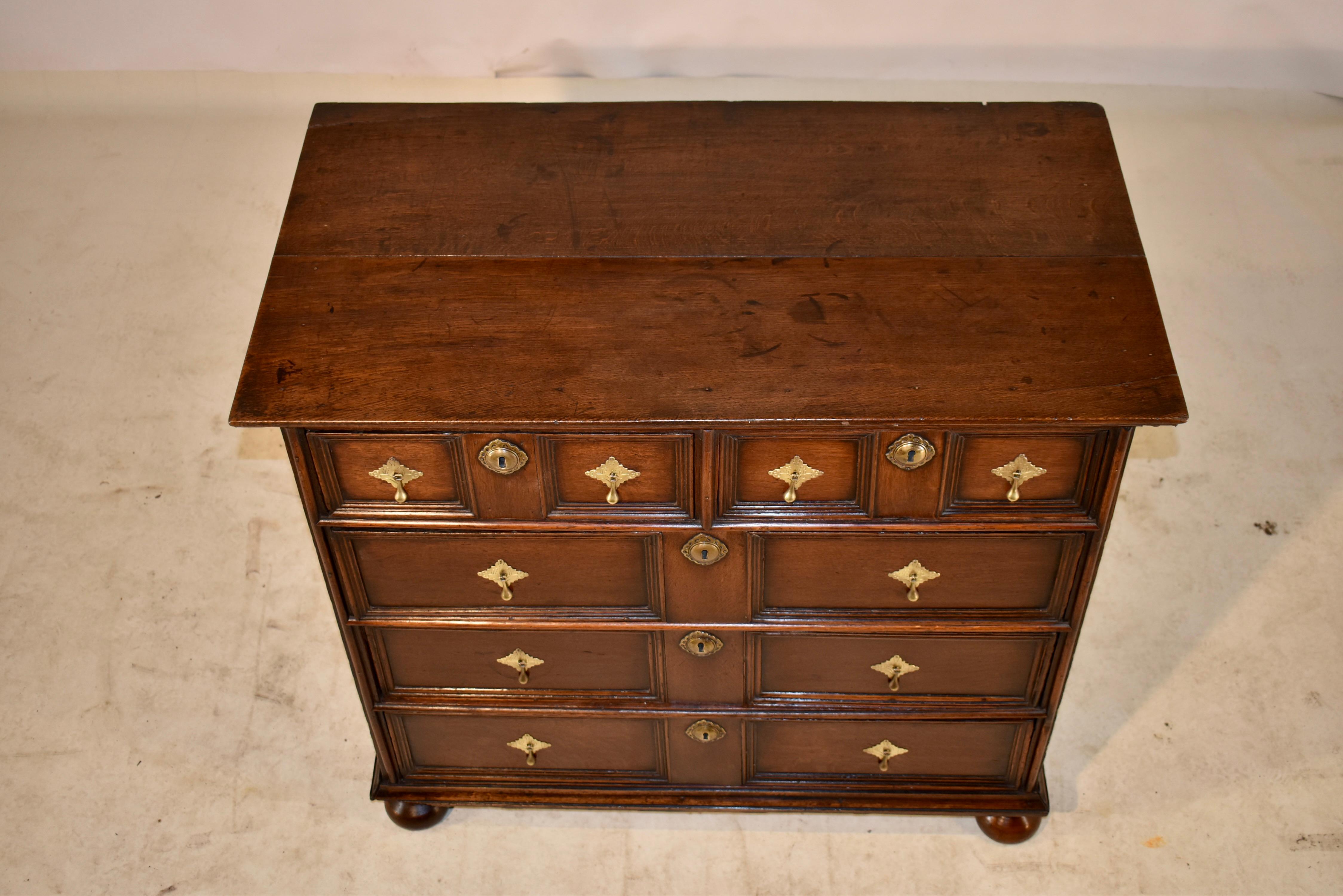 Oak Early 18th Century Paneled Chest of Drawers For Sale