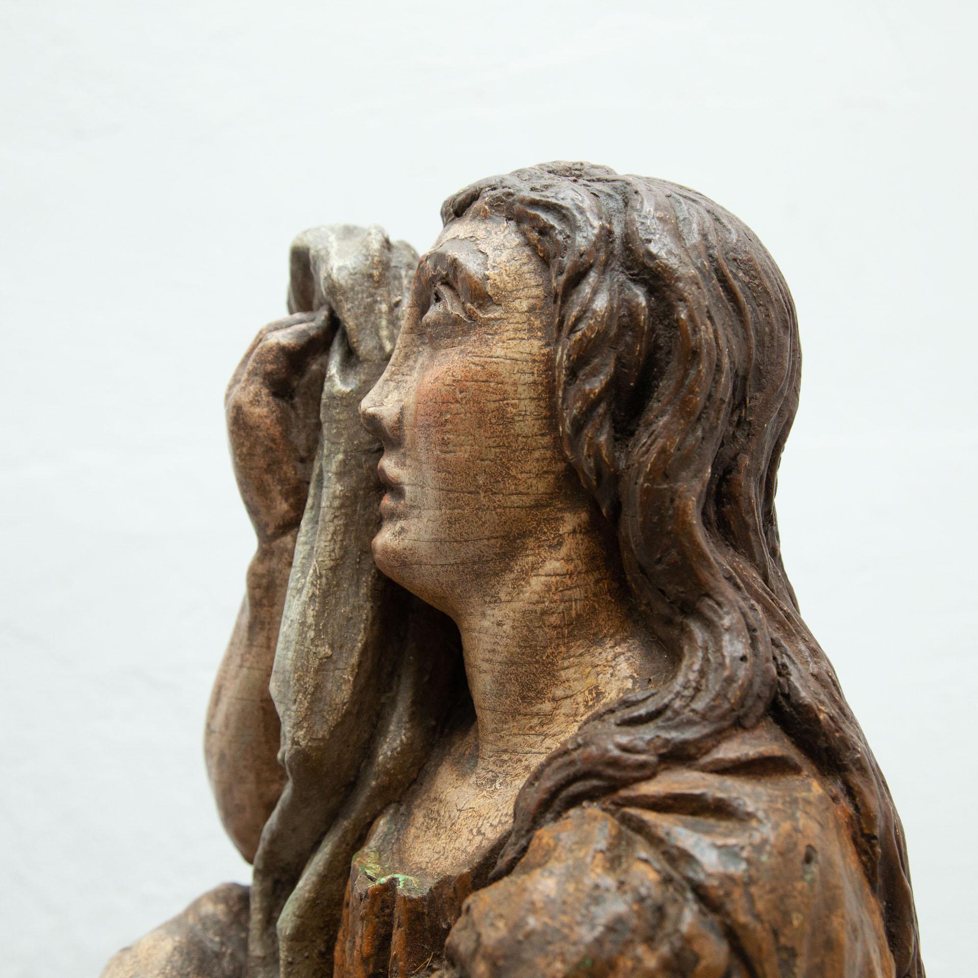 Early 18th Century Polychromed Wood Carving Santa Maria Magdalena 8