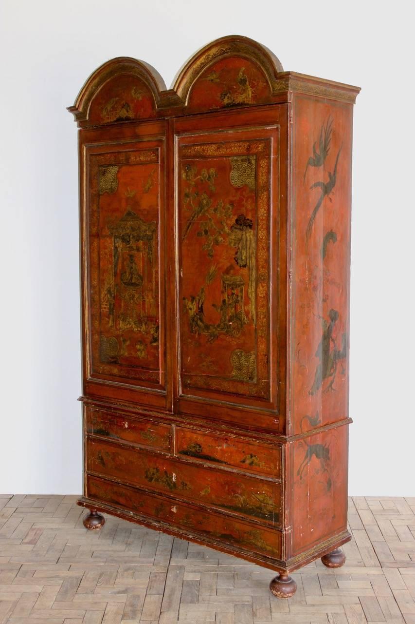 Early 18th Century Portuguese Red Lacquer Cabinet 1