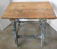 Early 18th Century Primitive Painted Spanish Child's Table or Stool