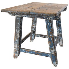 Early 18th Century Primitive Painted Spanish Child's Table or Stool