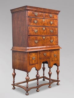 Early 18th Century Queen Anne Period Burr Walnut Chest-on-Stand