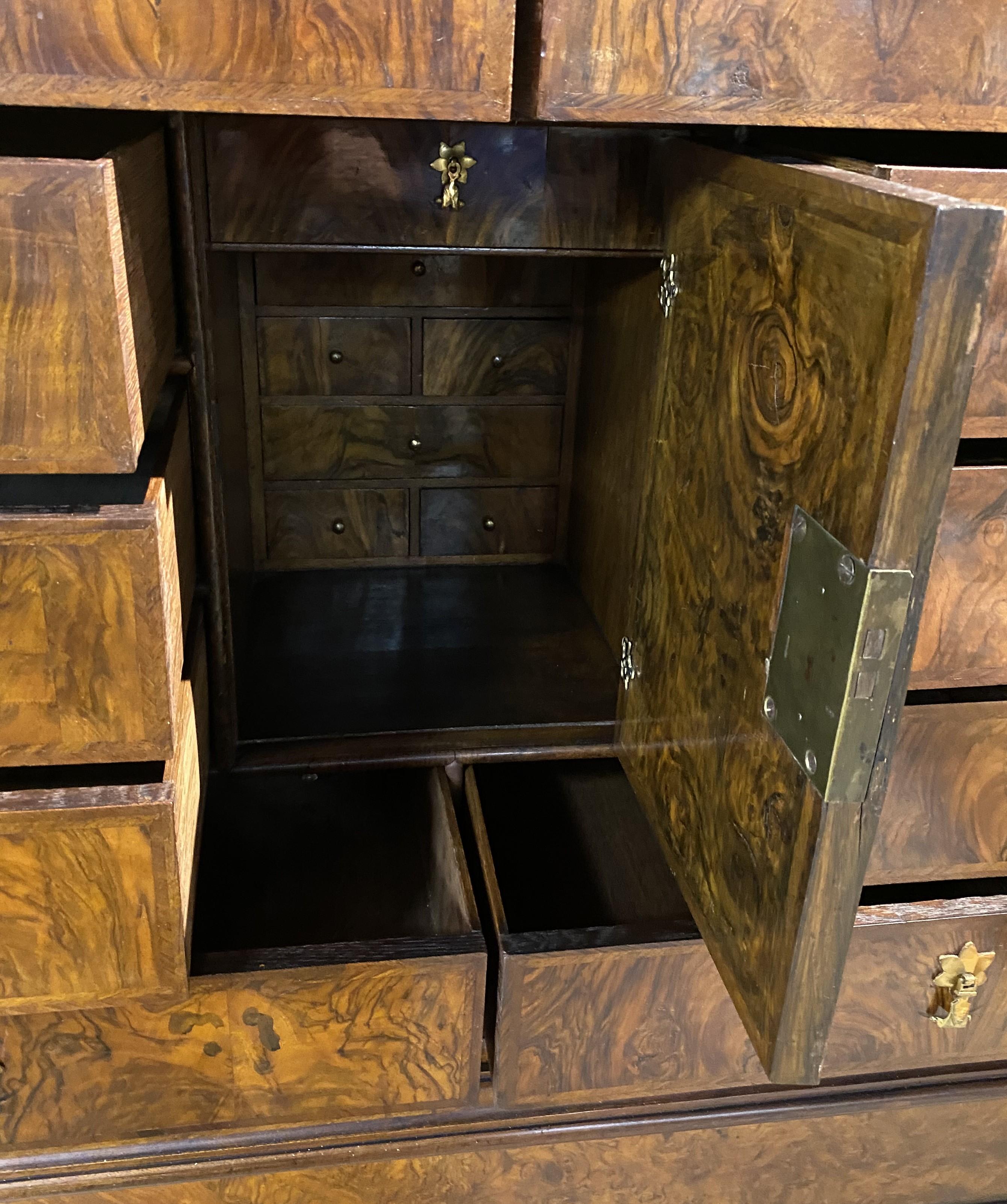 Early 18th Century Queen Anne Walnut & Burl Collector’s Cabinet on Stand For Sale 2