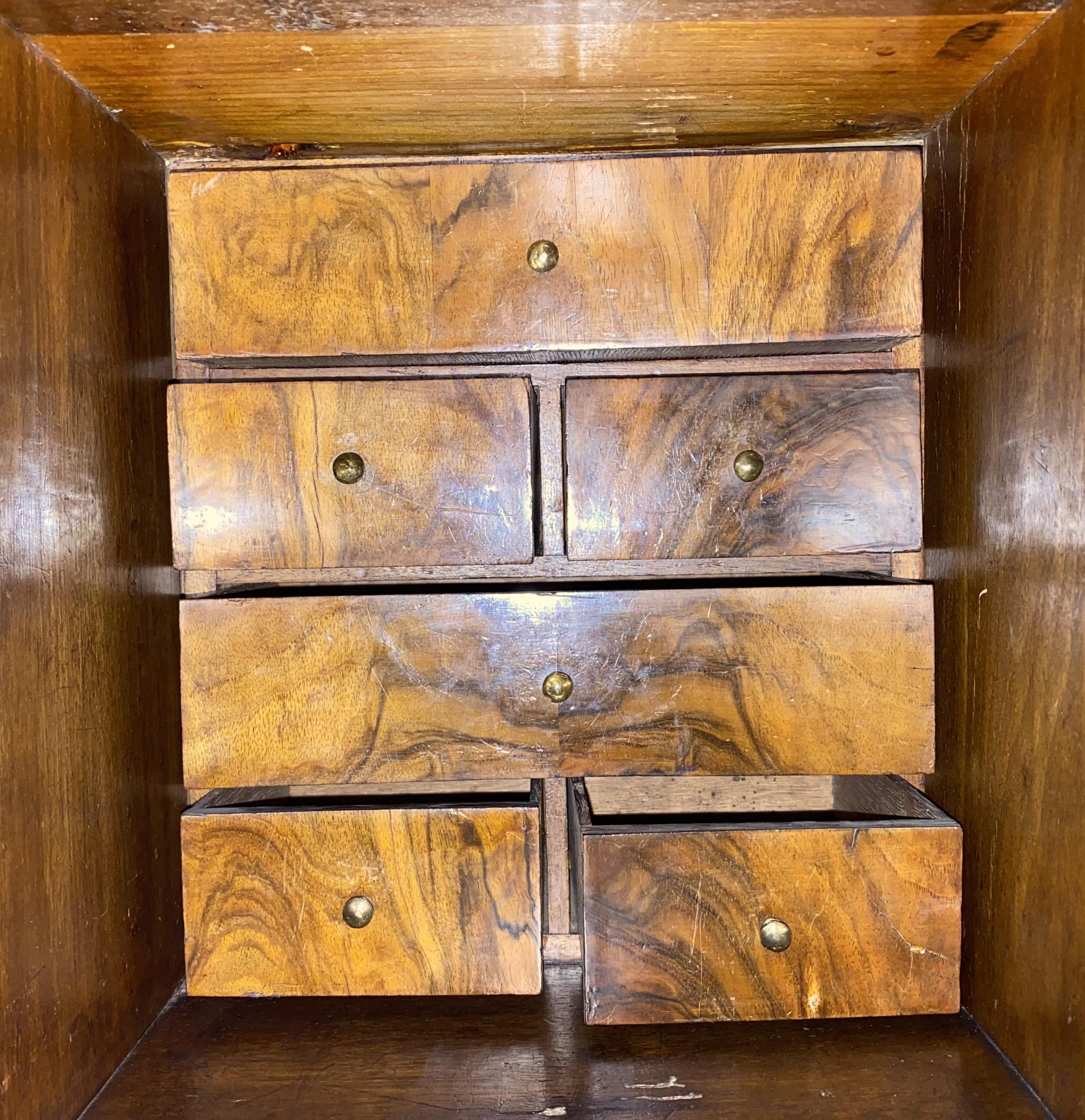 Early 18th Century Queen Anne Walnut & Burl Collector’s Cabinet on Stand For Sale 3