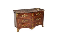 Commode Régence du début du 18ème siècle en Kingwood , bois fruitier bronze