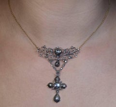 Early 18th Century Rococo Diamond Cross Necklace