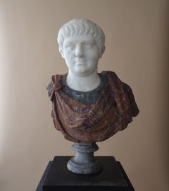 Early 18th century roman carved marble bust of the Young Emperor Nero