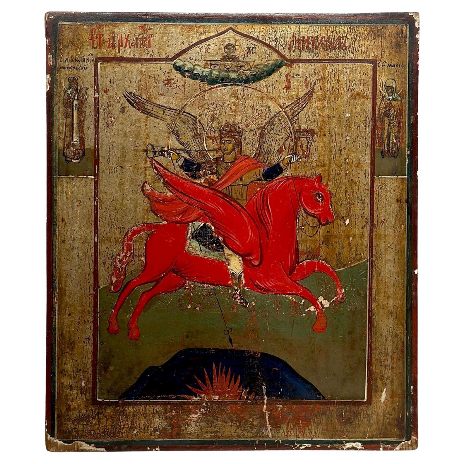 Early 18th Century Russian Icon of St. Michael-Archangel of the Apocalypse For Sale