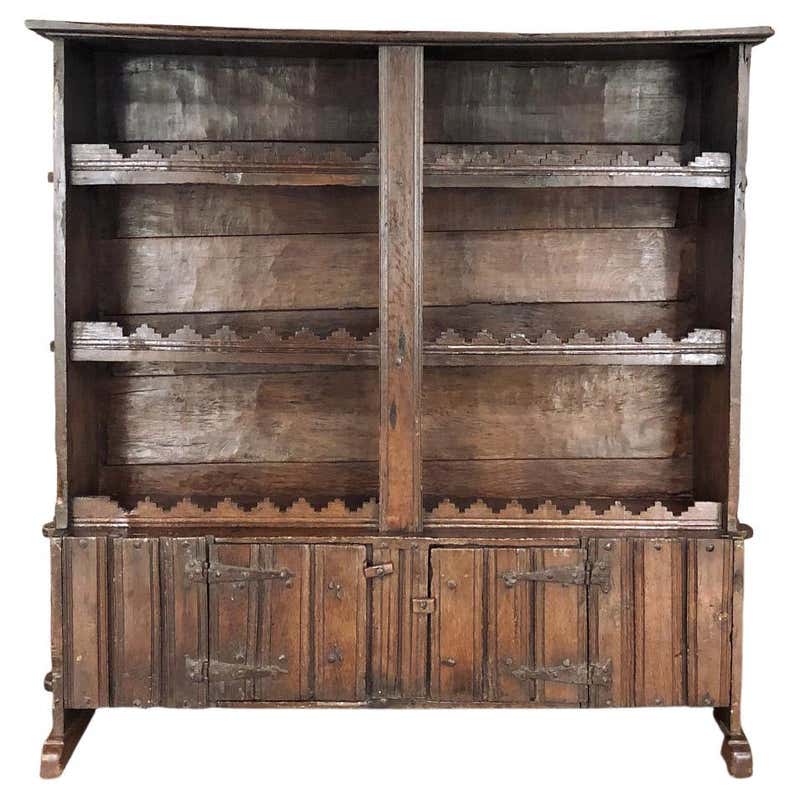 Rustic Farmhouse Style Whitewashed Bookcase For Sale at 1stDibs