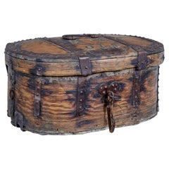 Antique Early 18th century Scandinavian baroque oak iron bound box