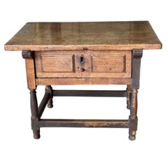 Early 18th Century Single Drawer Spanish Walnut Tavern Table