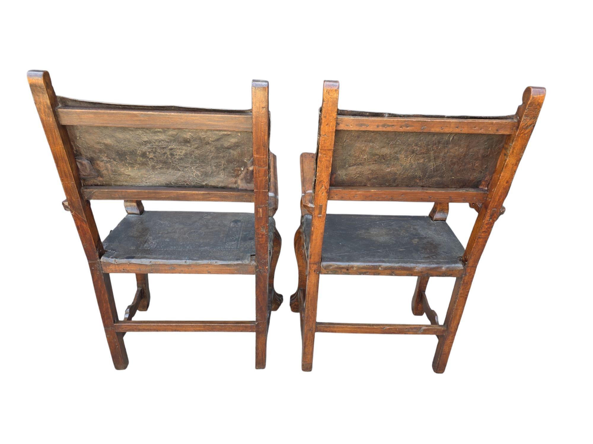 Early 18th Century Spanish Arm Chairs - Similar Pair In Excellent Condition For Sale In Los Angeles, CA