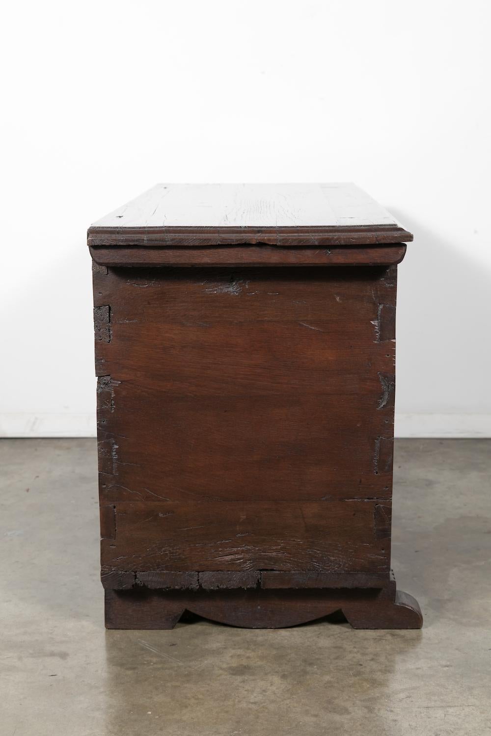 Early 18th Century Spanish Carved Oak Gothic Style Coffer or Chest 11