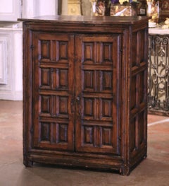 Early 18th Century Spanish Catalan Carved Walnut Two-Door Buffet Cabinet