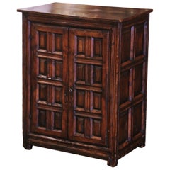 Early 18th Century Spanish Catalan Carved Walnut Two-Door Buffet Cabinet