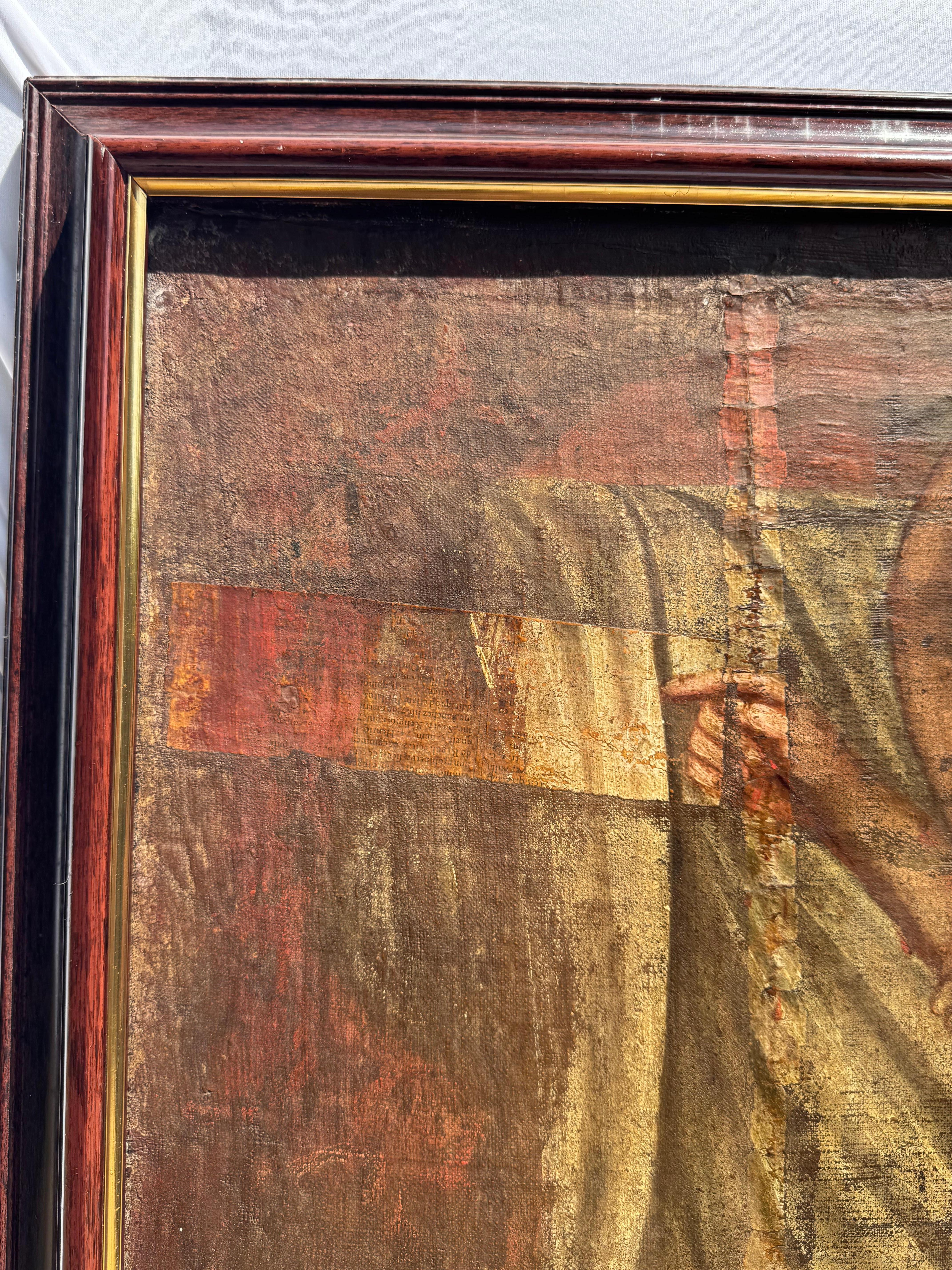 Frühes 18. Jahrhundert Spanisches Kolonialöl auf Leinwand - Der Abstieg vom Kreuz im Angebot 4