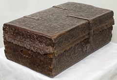 Early 18th Century Spanish Colonial Tooled Leather Petaca Document Box